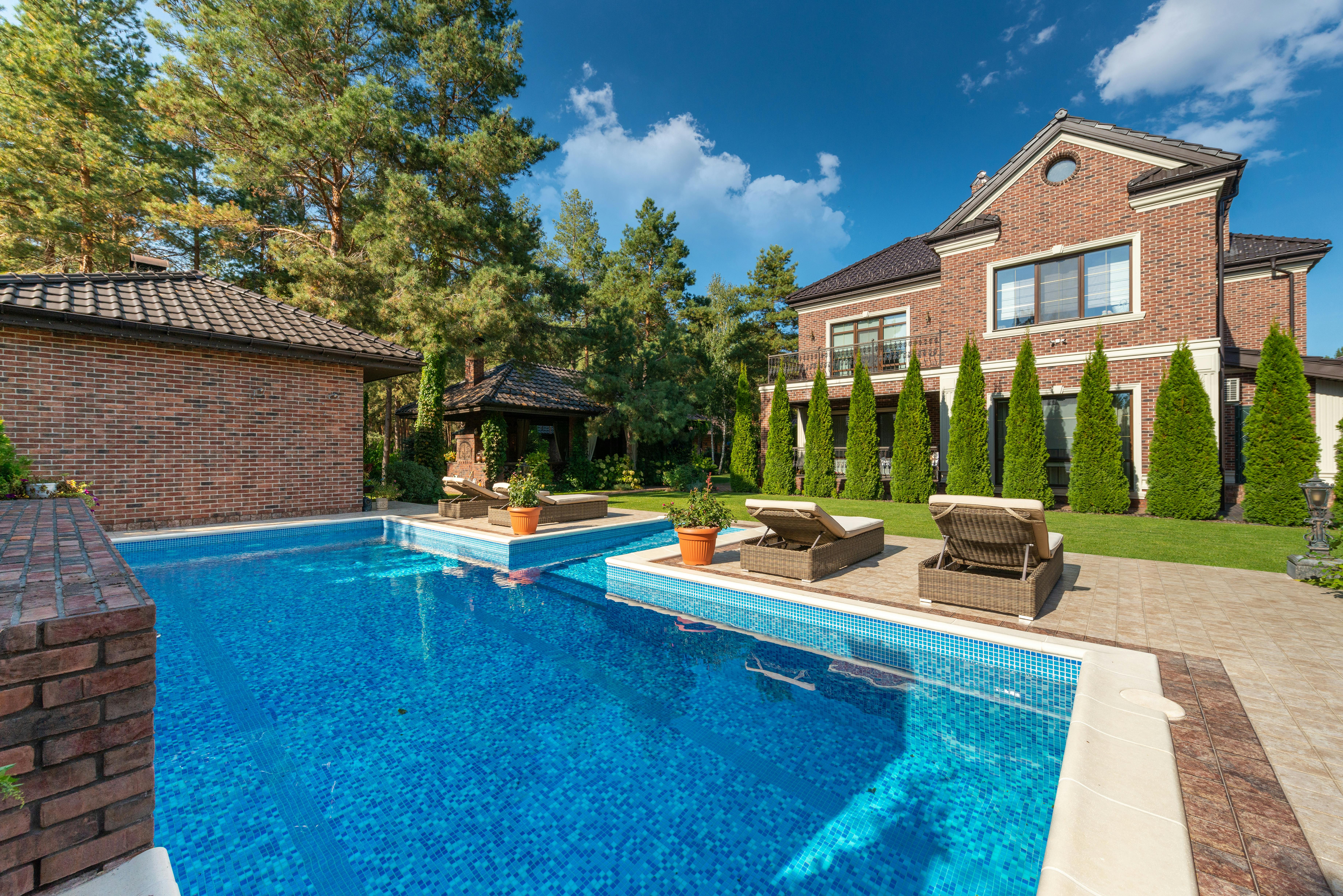 Finished pool and patio at a house